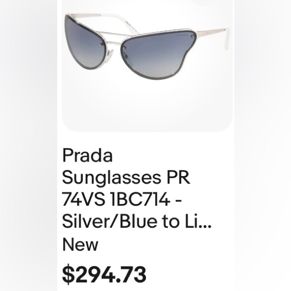 Prada Sunglasses - Silver/Blue to Light Grey Gradient Butterfly (New) - Picture 11 of 11